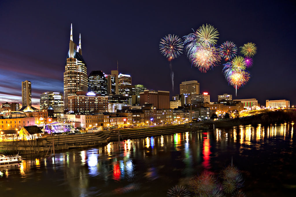 Fireworks over downtown Nashville